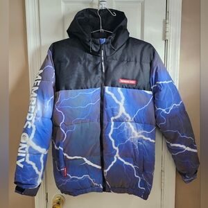 Members Only Lightning Blue Hooded Puffer